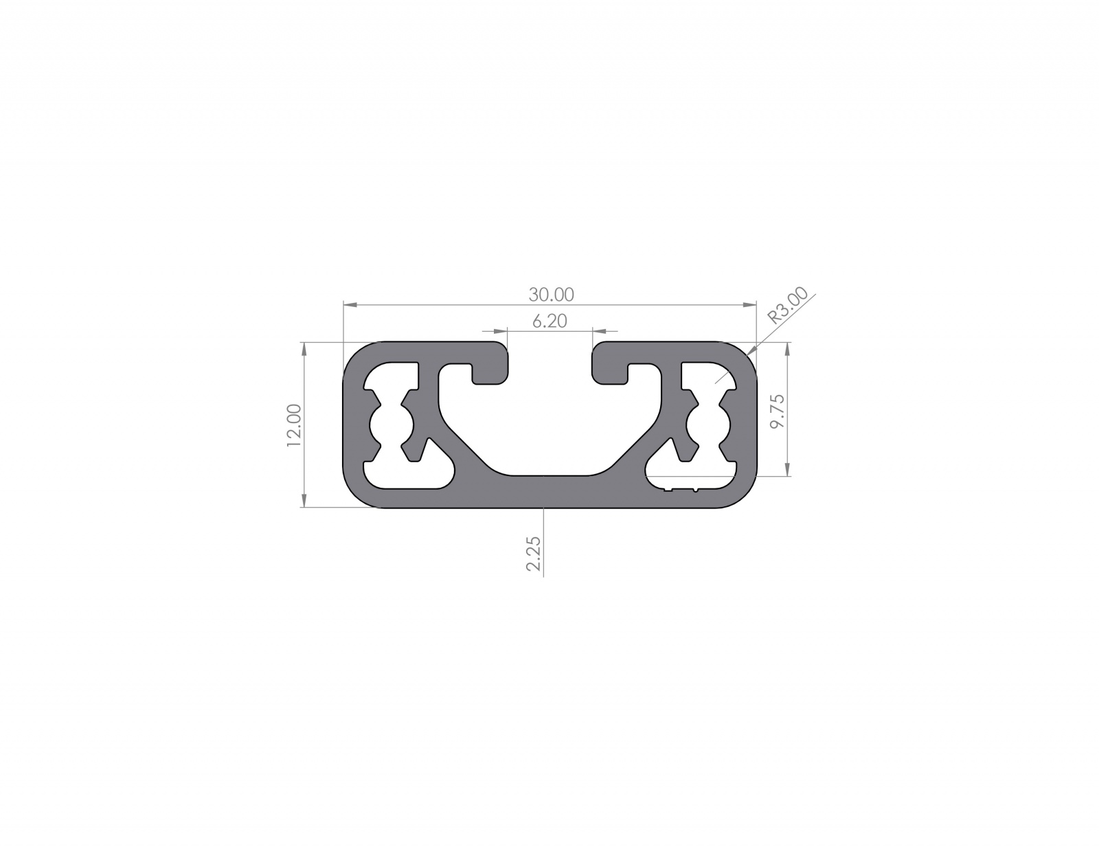 Aluminiumprofil 12x30 Nut 6 Leicht I-Typ